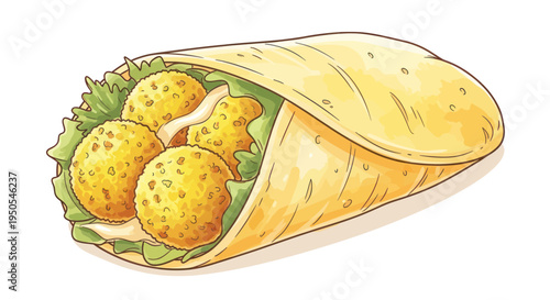 Delicious Falafel Wrap with Fresh Lettuce and Sauce