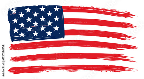 Distressed American Flag Brush Strokes - Grunge USA Flag Background