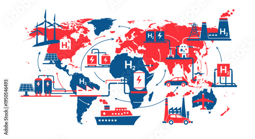 Global Hydrogen Energy Network: Renewable Power Generation and Distribution Map