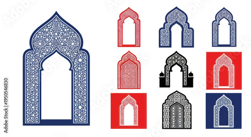 Ornate Islamic Archways Collection, Intricate Patterns, Decorative Doorways