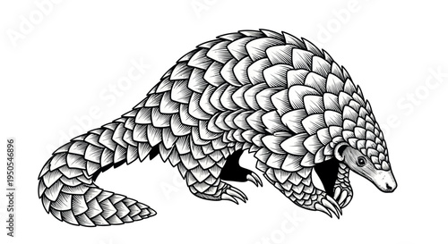 Pangolin Illustration - Unique Scaly Mammal, Hand-Drawn Style