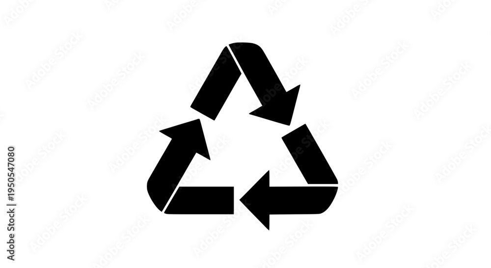 Obraz premium Recycling symbol with three chasing arrows in black color featuring recycle sign, eco friendly, sustainability with