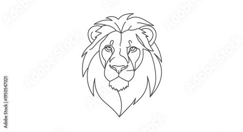 Stylized Lion Head Line Art, Minimalist Majestic King Animal Icon