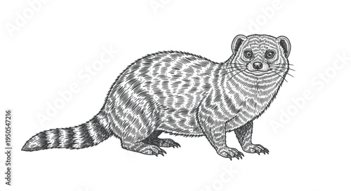 Vintage Civet Illustration - Hand Drawn Mammal Sketch on White Background