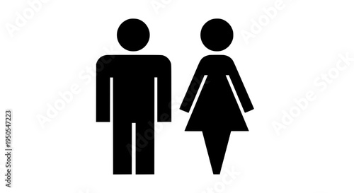Couple standing together with simple black silhouettes and minimalist design elements featuring man, woman, silhouette