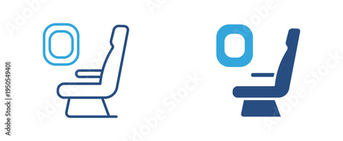 Airplane seat icon set. Passenger aircraft seat icon, airline seating and travel concept. Vector illustration.