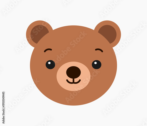 Teddy bear head isolated on white background. Vector illustration.