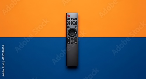 Remote Control on Orange Blue Background.