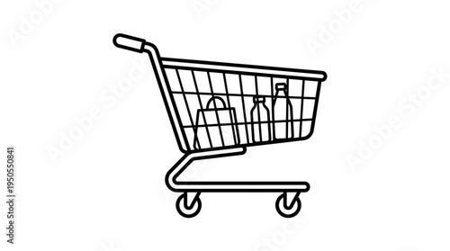 Shopping cart with wheels isolated.
