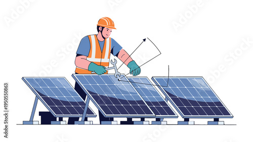 Sustainable Energy Technician at Work: An individual is meticulously installing and maintaining solar panels, symbolizing the future of clean energy.