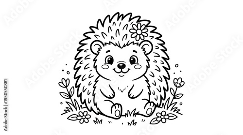 Cute Cartoon Hedgehog Smiling Face.
