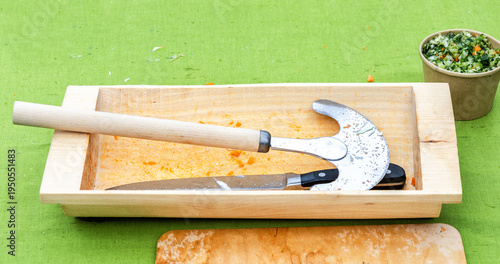 Tools for chopping kroshevo shredded cabbage and carrots