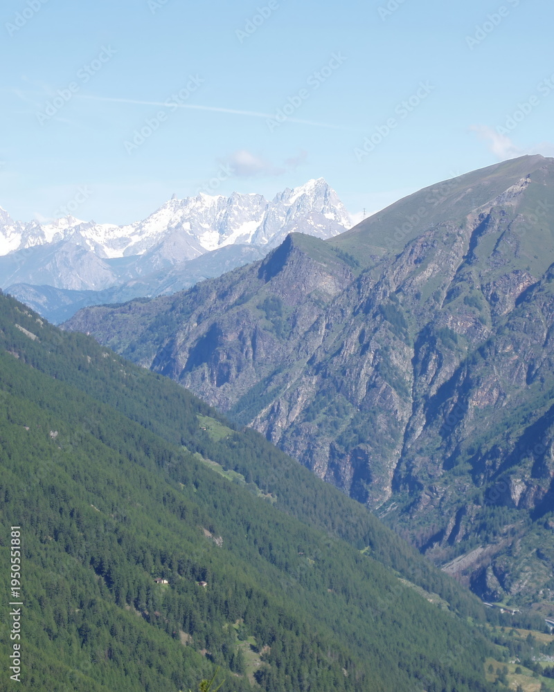 Obraz premium French alps mountain valley with mont blanc peaks