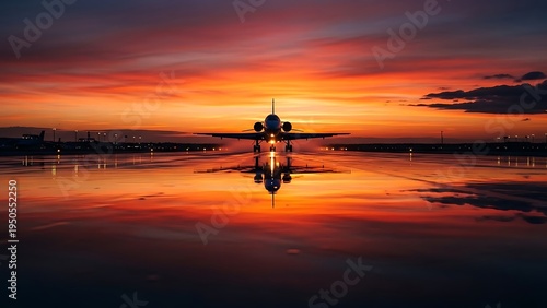 Serene Sunset over Calm Water Reflection.
