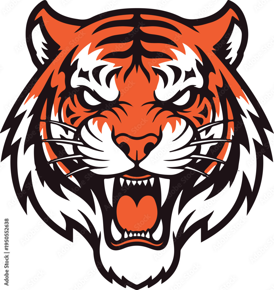 Fototapeta premium Vector angry tiger head illustration