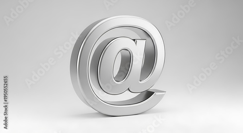 Silver Email Symbol on White Background.