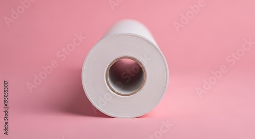 Toilet Paper Roll on Pink Background.