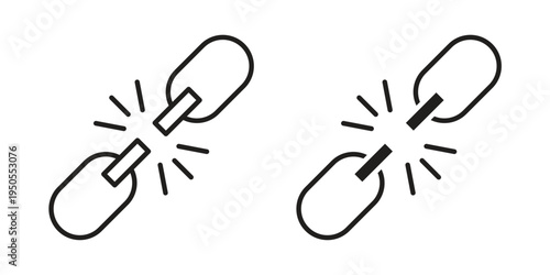 Broken link icon concept. Simple solid style. line stroke icons