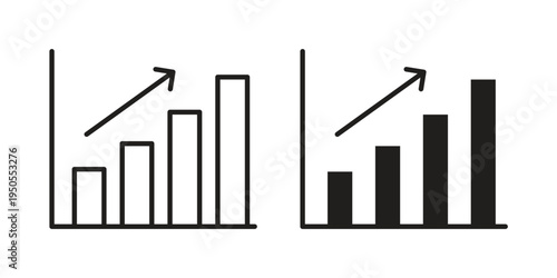 Business performance icon concept. Simple solid style. line stroke icons