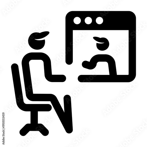 Glyph style icon representing online interview