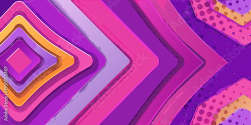 Abstract geometric pattern with layered shapes in vibrant purple tones