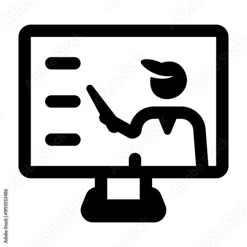 Glyph style icon representing online teaching