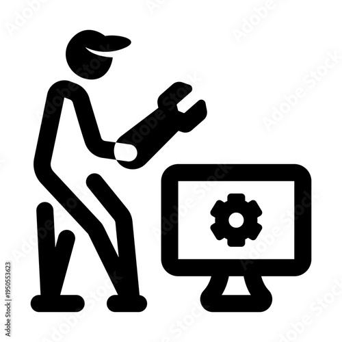 Filled style icon depicting it technician