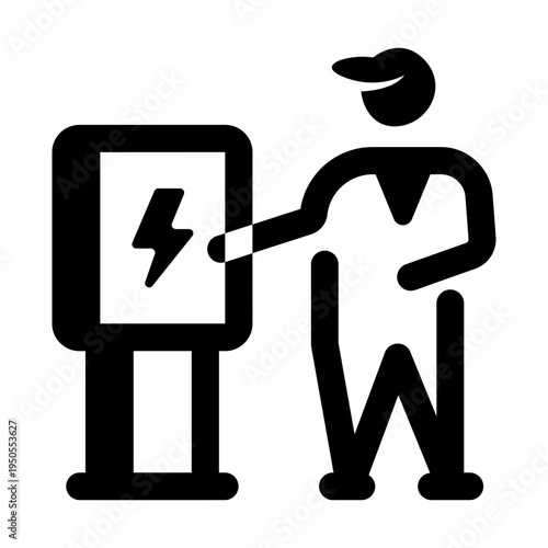 Glyph style icon representing electrician