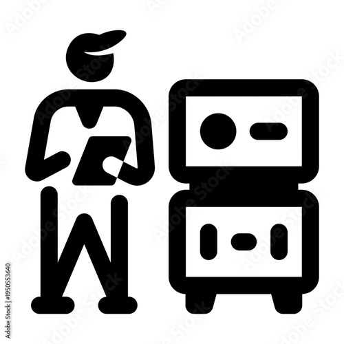 Filled style icon depicting network technician