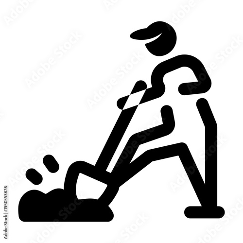 Glyph style icon representing digging