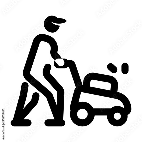 Filled style icon depicting lawn mower