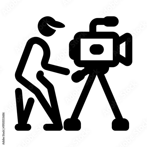 Solid style icon showing video camera