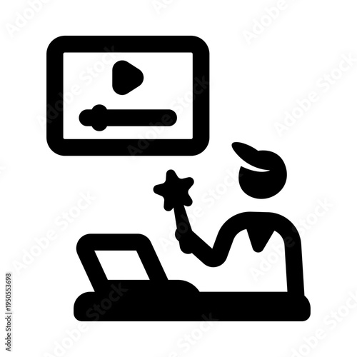 Filled style icon depicting video editing