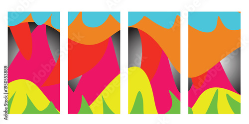 Colorful Abstract Pop Art Background Panel Set