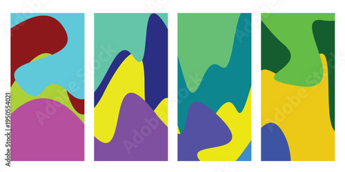 Colorful Abstract Liquid Shape Background Panel Set