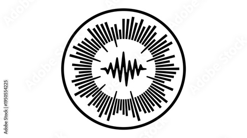 Abstract sound wave graphic with radial lines representing audio frequencies and vibrations