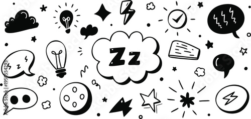 Doodle sleep and idea concept