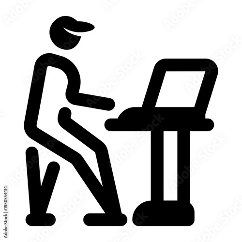 Glyph style icon of a workstation