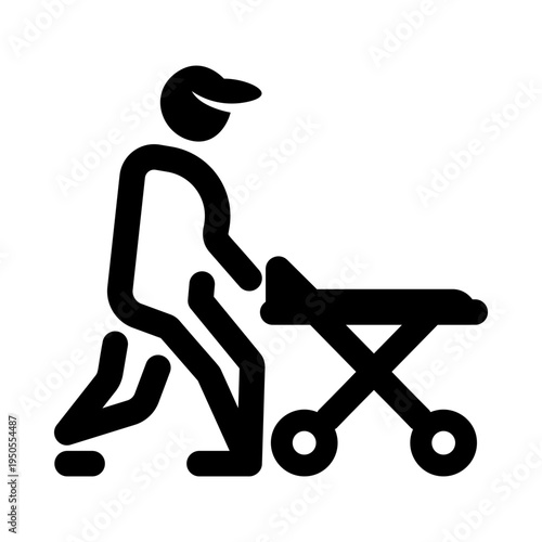 Filled style icon depicting an emergency stretcher