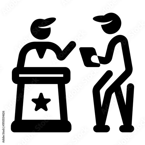 Solid style icon showing a witness statement