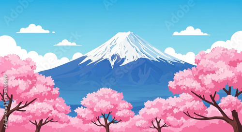 Mount Fuji and Cherry Blossoms in Japan - Beautiful Spring Landscape