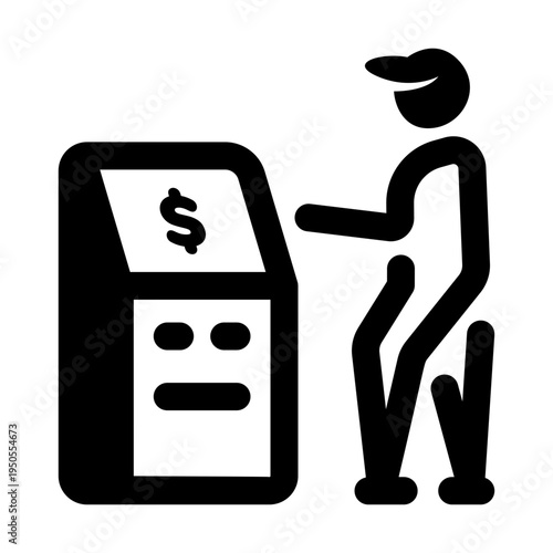 Filled style icon depicting a cash machine
