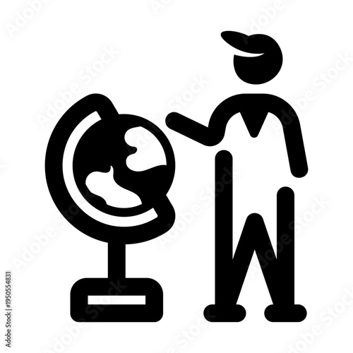 Linear style icon of a geography teacher