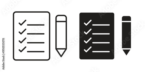 checklist tasks icon concept. Simple solid style. line stroke icons