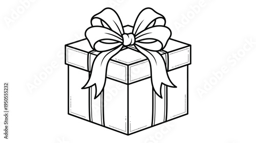 Gift box with ribbon bow.