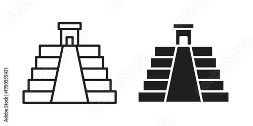 Chichen Itza icon concept. Simple solid style. line stroke icons