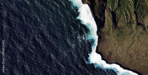 Photography Amsterdam Island Remote Volcanic Coastline Aerial View in the Southern Indian Oc