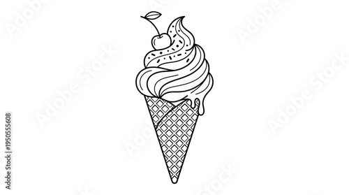 Ice cream cone with toppings sweet.