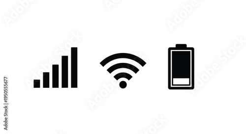 A simple graphic displays icons for cellular signal strength wifi connectivity and remaining battery level high quality professional detailed