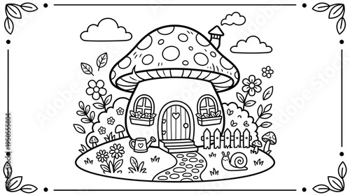 Fantasy Mushroom House with Door.